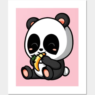 Panda Bear Eating a Banana Because Why Not? Posters and Art